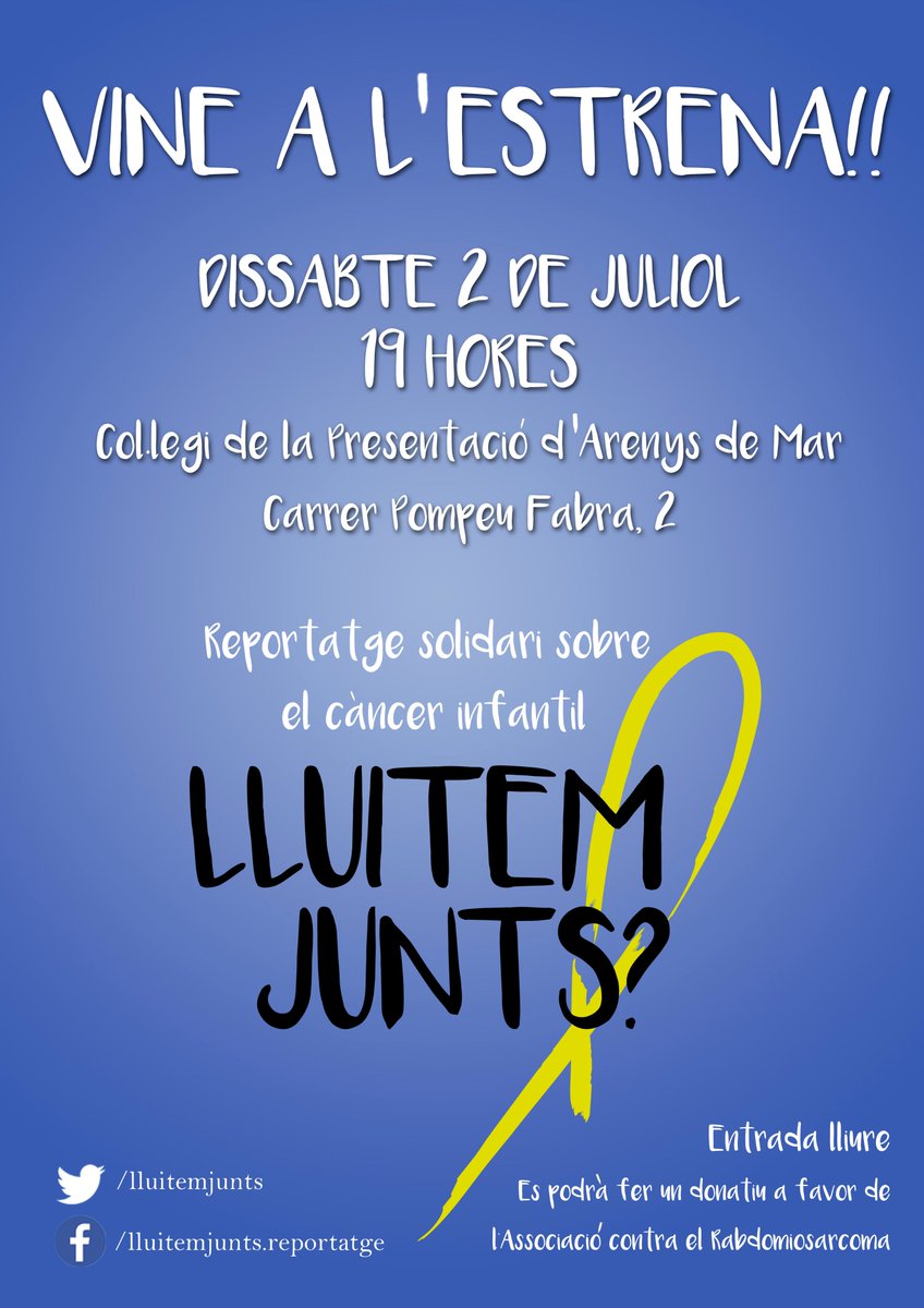 lluitemjunts's tweet photo. JA TENIM DIA D'ESTRENA! Us esperem dissabte 2 de juliol, a les 19 h, a Arenys de Mar (C/Pompeu Fabra, 2) https://t.co/LFjmWd3XxG