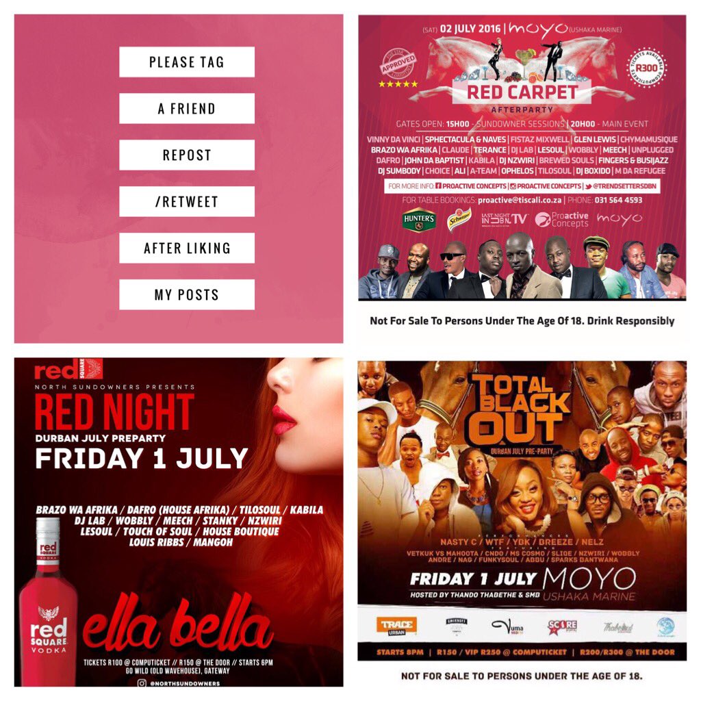 Muzzy187's tweet photo. #rednightpreparty #TBO_PreParty2016 #redcarpetafterparty tickets @Computicket tag a friend.ur ultimate VDJ parties https://t.co/jISQV4oNCg
