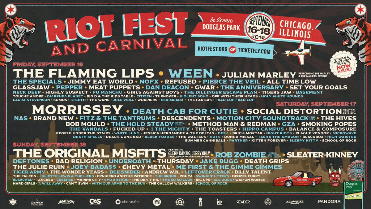 FM1021's tweet photo. Cool! More @RiotFest acts announced plus the daily schedule is out. https://t.co/ruvsblmHNQ https://t.co/3eyWyHUvzj