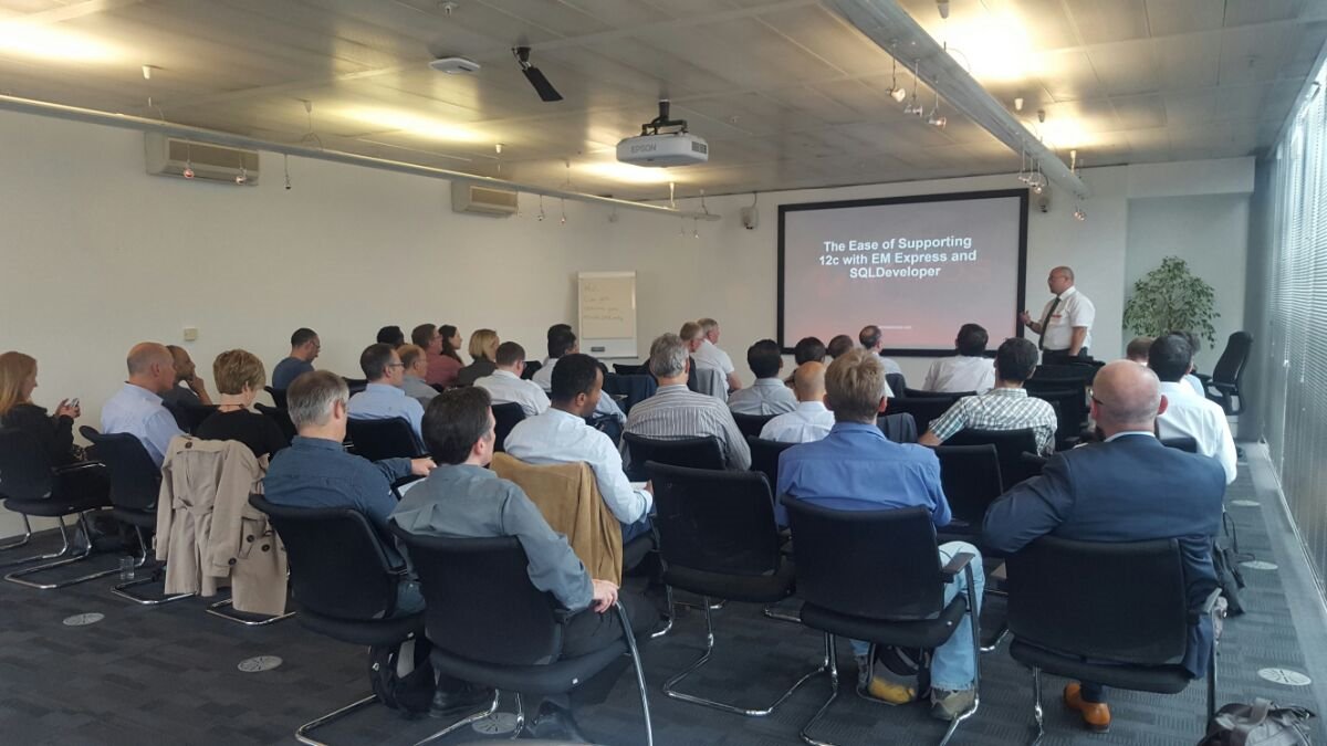 UKOUG's tweet image. First time speaker Brian Dwyer @namossolutions speaking at #databaseserver on the ease of supporting 12c