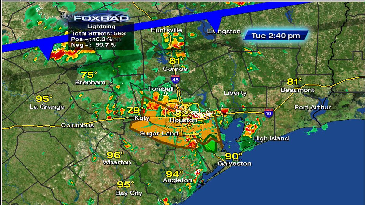 JohnDawsonFox26's tweet photo. SEVERE THUNDERSTORM WARNING for Harris, Brazoria, Fort Bend, Galveston counties until 3:15pm. https://t.co/U4J81d8QDb