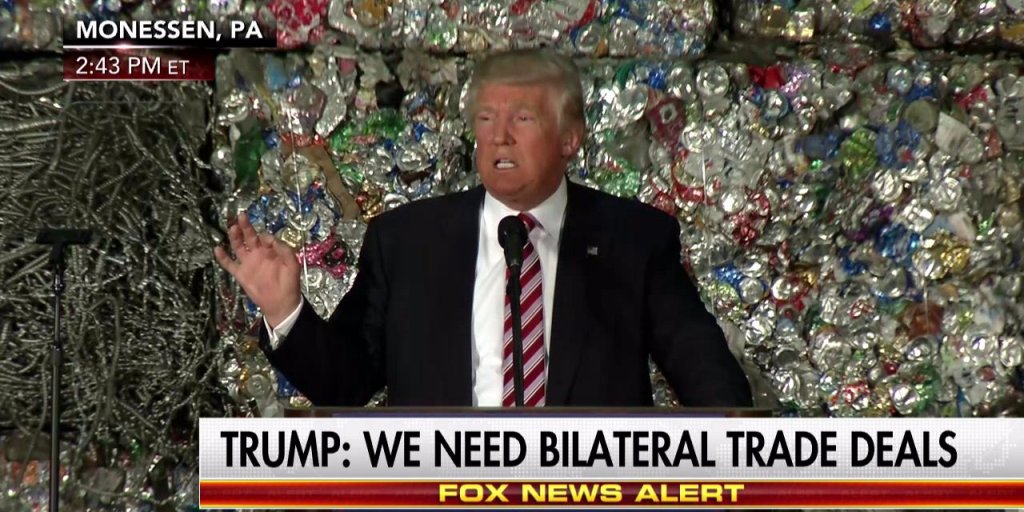 BusinessInsider's tweet photo. People are freaking out about the speech that Trump gave in front of a wall of garbage https://t.co/W8YvSYxSWu https://t.co/kDnpBMBcEm