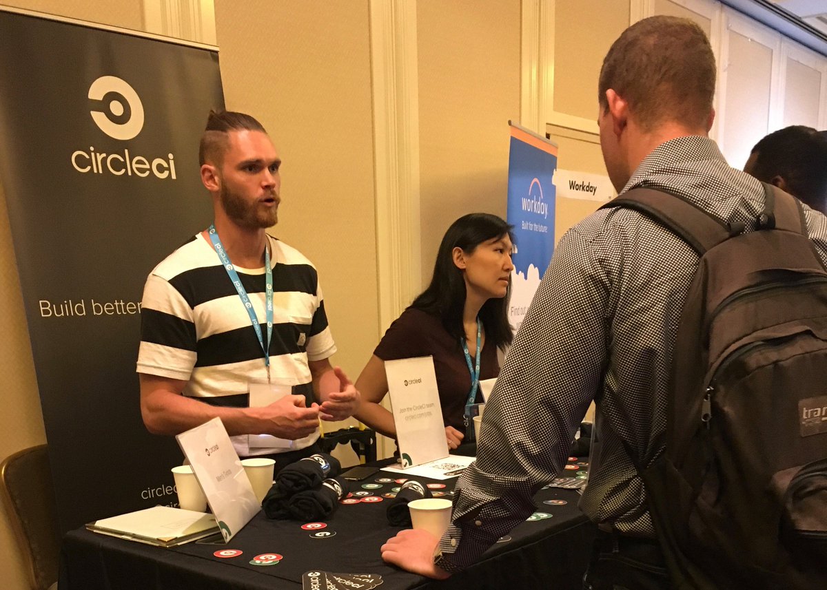 CircleCI's tweet photo. #StackWorld16 Day 2, live from the expo floor! https://t.co/cwDtGCFGKD https://t.co/fsXzDXiaVc