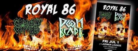Royal86band's tweet photo. Friday! Our last show until August, with our friends in @doombladerul3z at @LarimerLounge with chemically crippled. https://t.co/s04fnMT0MX