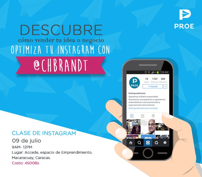 ¿Sabes cómo vender a través de instagram? ¡Participa este 09/07 en la clase de Instagram con @CHBrandt !