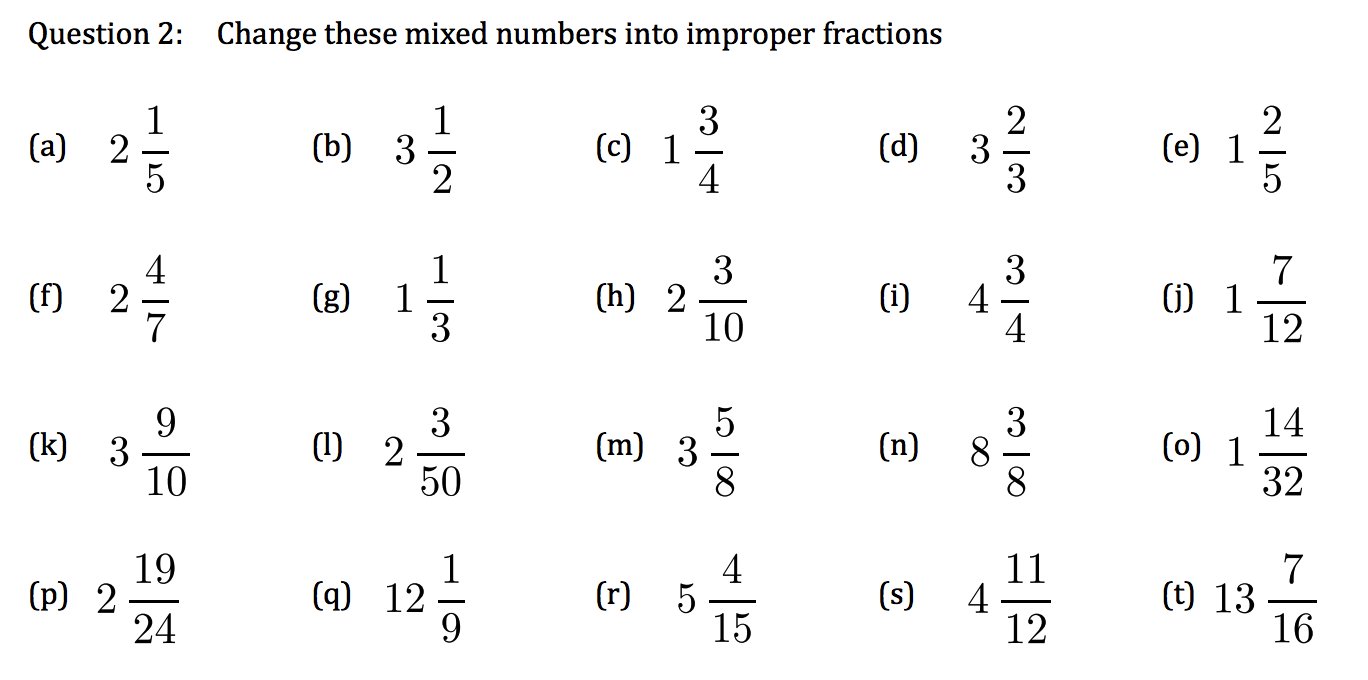 Corbettmaths on twitter new textbook exercise improper fractions and
