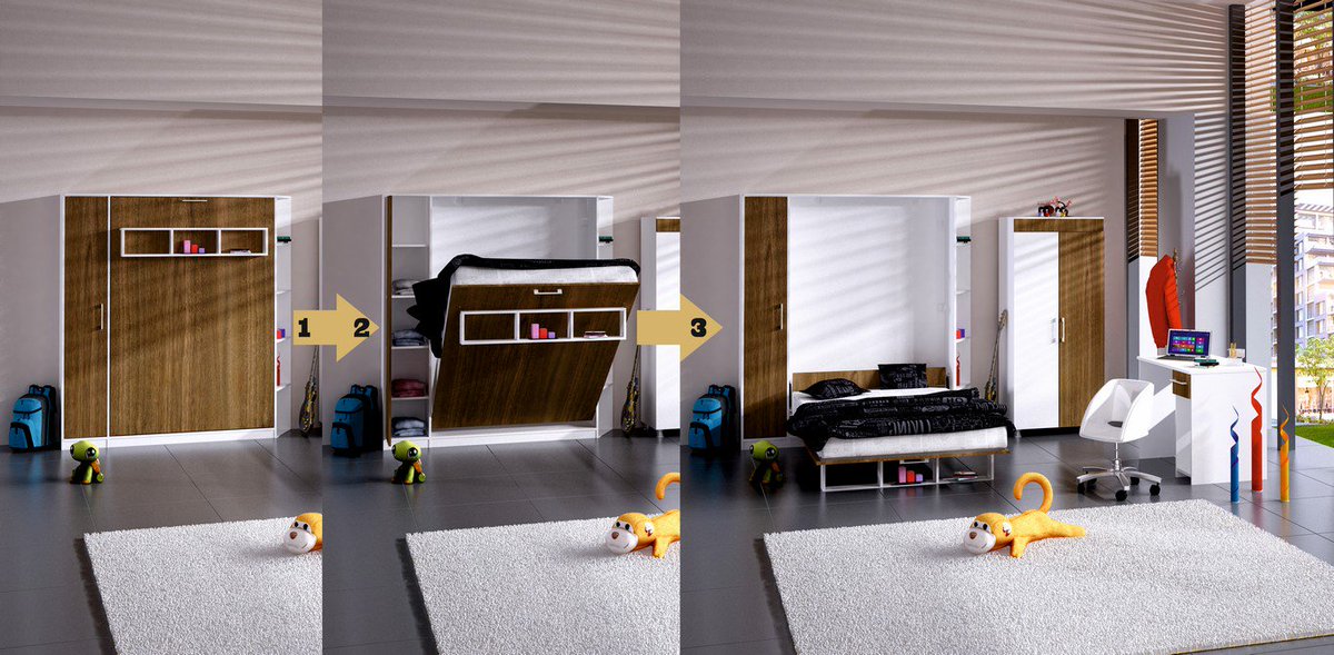 WoodyModular's tweet image. Extended foldable wall bed.(With monoblock book shalfs &amp;amp; wardrobe unit ) For more visit; woodymodular.com