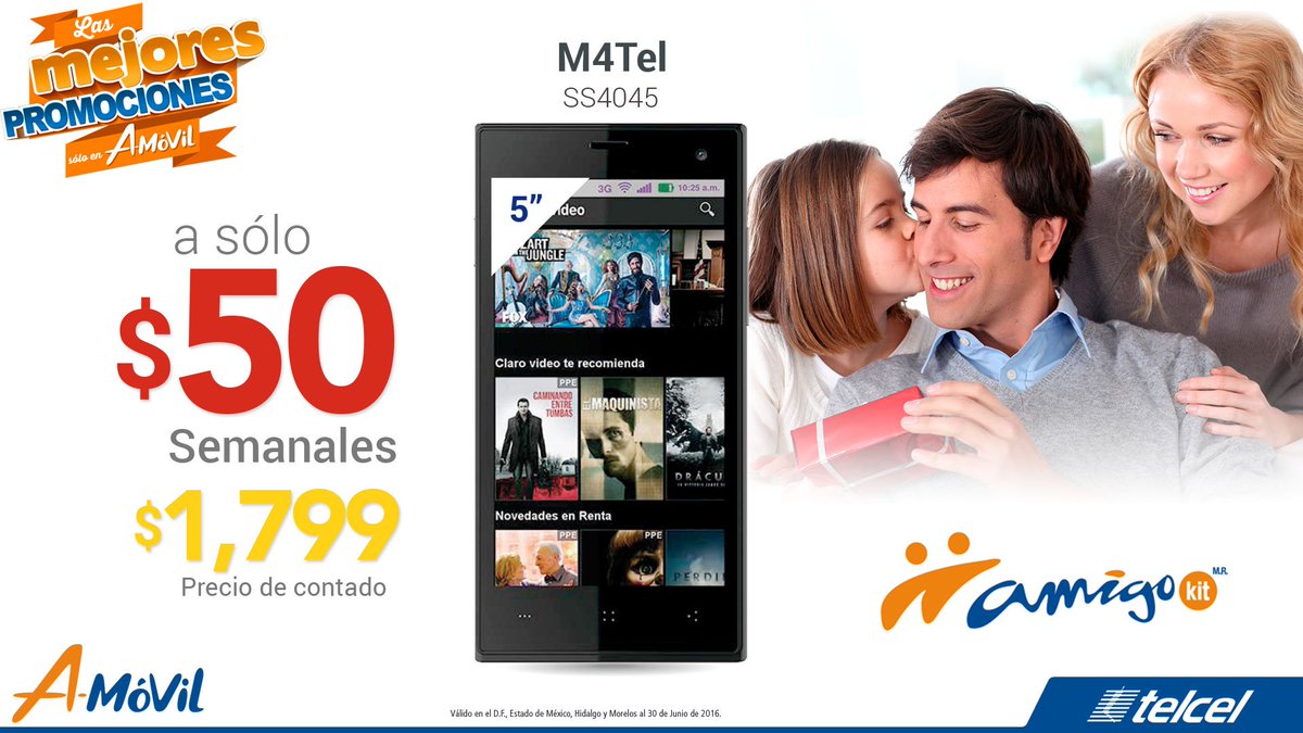 AmovilOficial's tweet photo. Por tan sólo $50 semanales llévate #M4Tel en #AmigoKit promoción exclusiva de #AmóvilTelcel! https://t.co/P7etPKBz9s https://t.co/fdWeB99Wrh