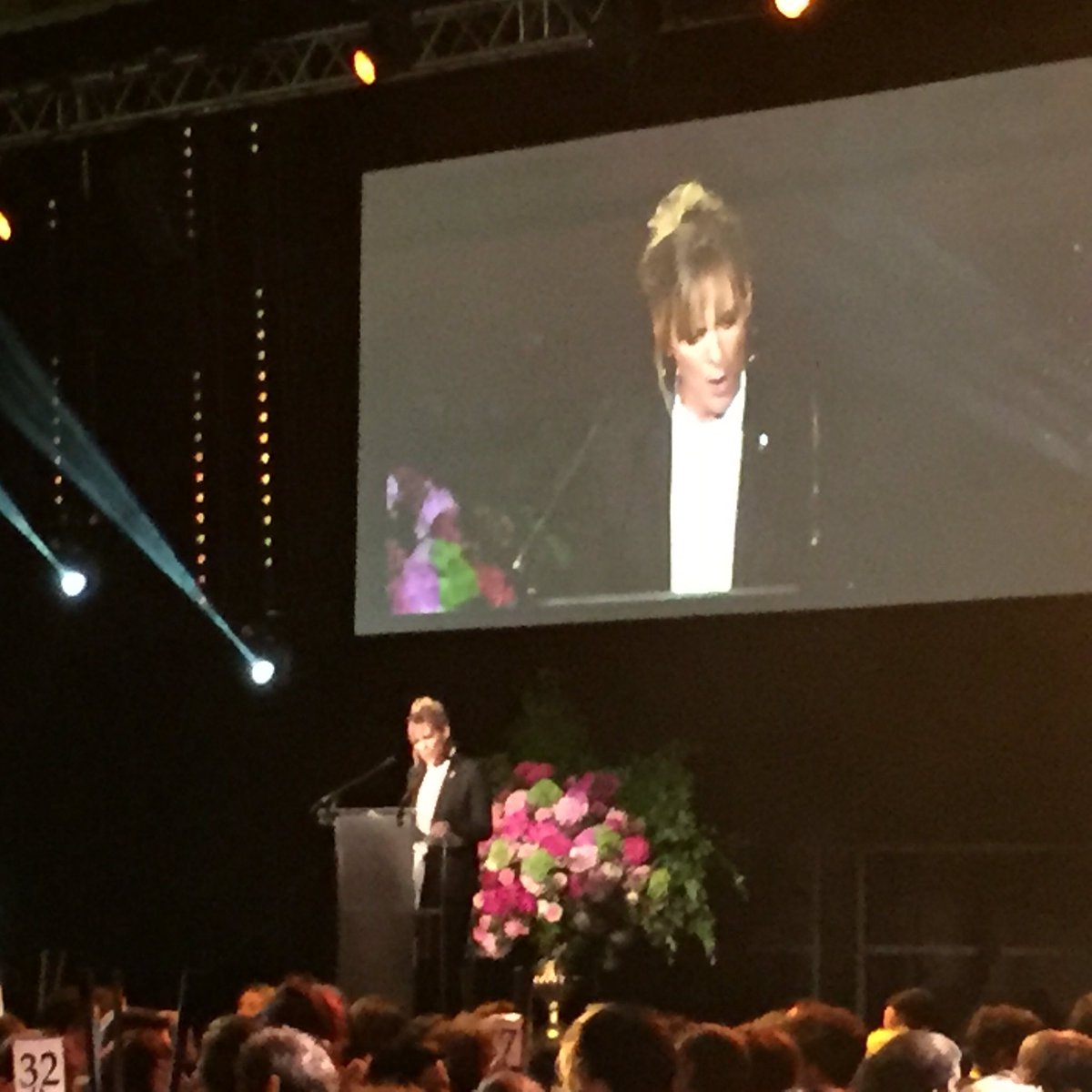 NFTSFilmTV's tweet photo. .@MelGiedroyc advises Barbara Broccoli who next #Bond should be: Mary Berry! #moonbaker #piefall #NFTSGala https://t.co/Ee5oPfg2vt