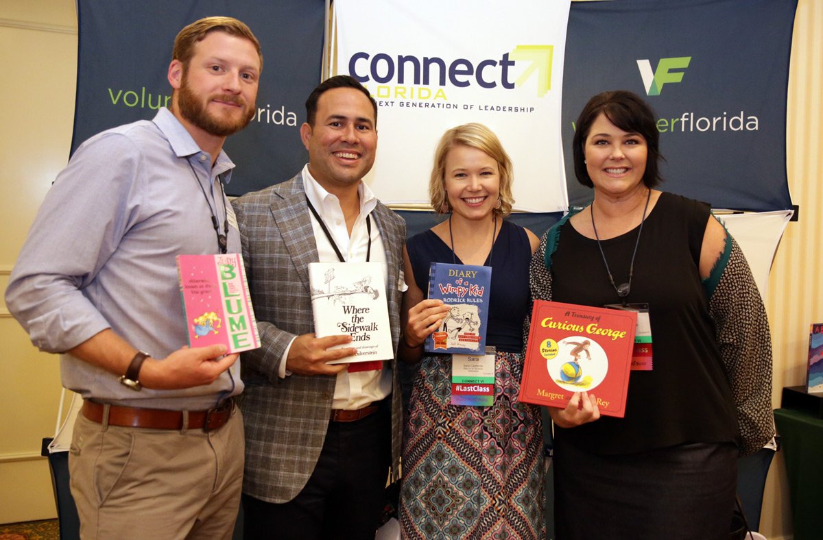 VolunteerFla's tweet photo. Thanks to Connect FL members Krissy Kennedy, Stuart Kennedy, Nick Duran, &amp; Sara Clements for #BringABook donations! https://t.co/4hEyThKxHP