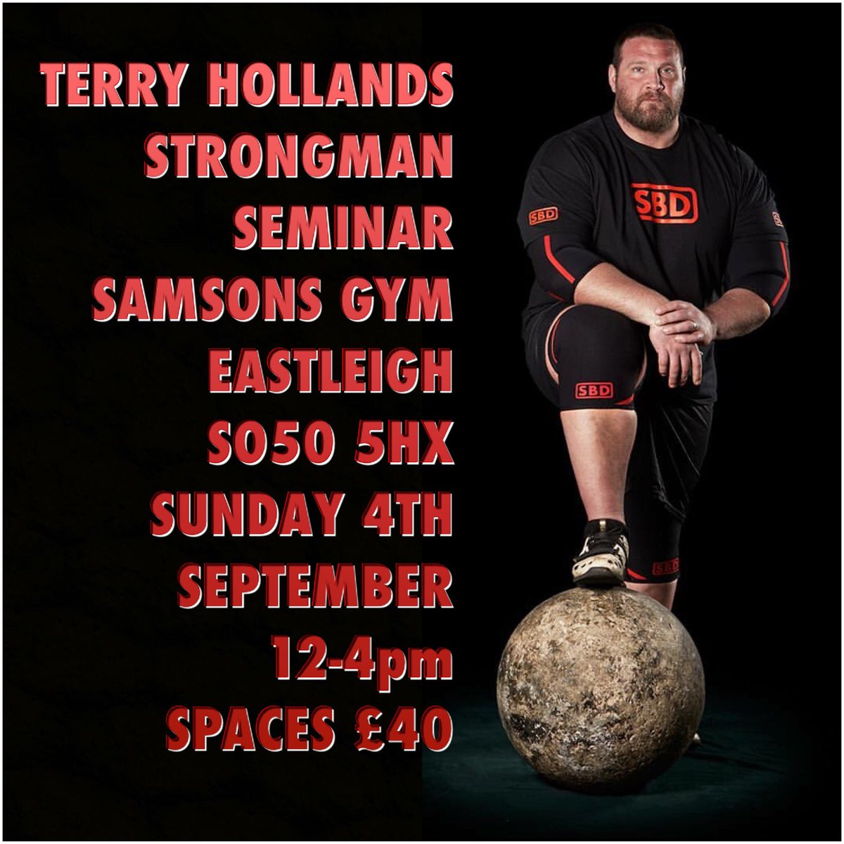 <a href="/terryhollands/">Terry Hollands</a> Strongman Training Seminar <a href="/SamsonsGym1/">Samsons Gym</a> Paypal £40 to: ebbern7824@yahoo.co.uk to book your space 💪🏽
