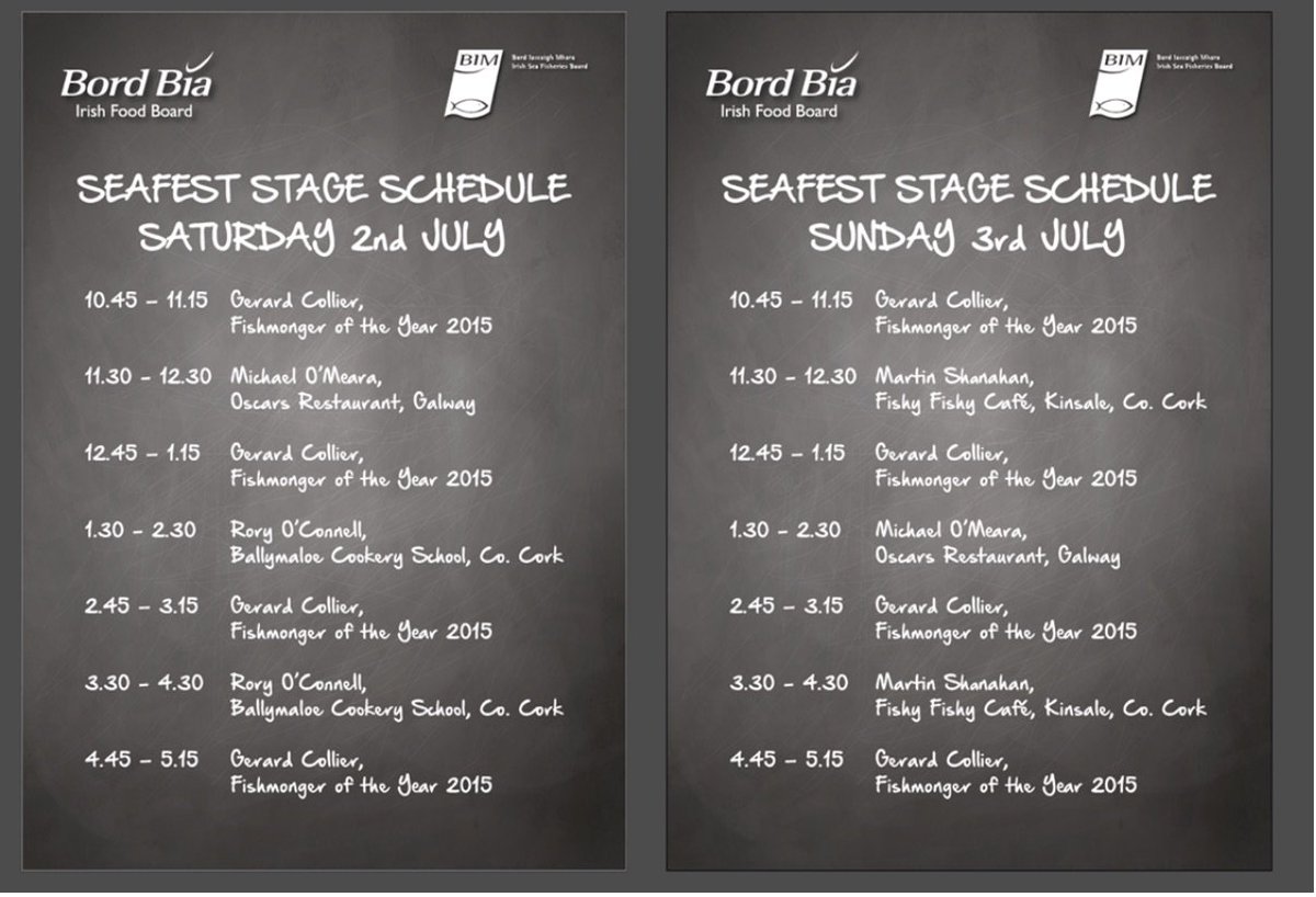 Seafest_ie's tweet photo. @Bordbia SeaFest stage time table below! https://t.co/d2zHSXXUX4