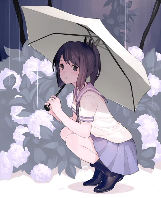 むぅ～ 雨、やまないね提督 