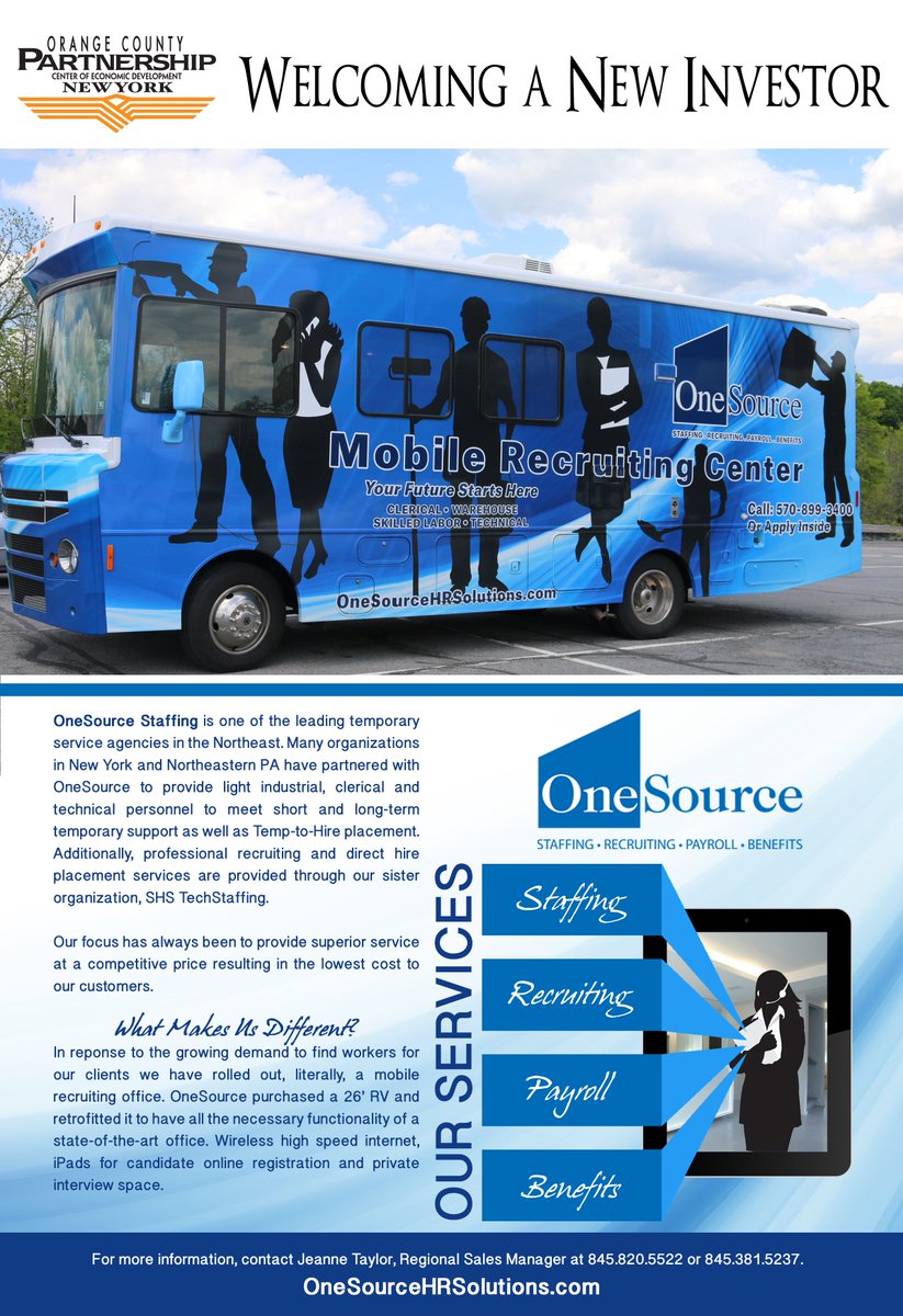 <a href="/OCPartnershipNY/">OC Partnership NY</a> would like to welcome OneSource Staffing as a new #investor.