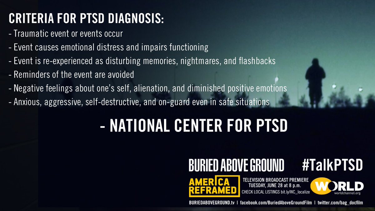 BAG_DocFilm's tweet photo. Plz RT: inspiring #PTSD Doc #BuriedAboveGround airs TONIGHT 8pm @worldchannelPTV https://t.co/6wtGcF3xZT #talkptsd https://t.co/74eddtmPk4