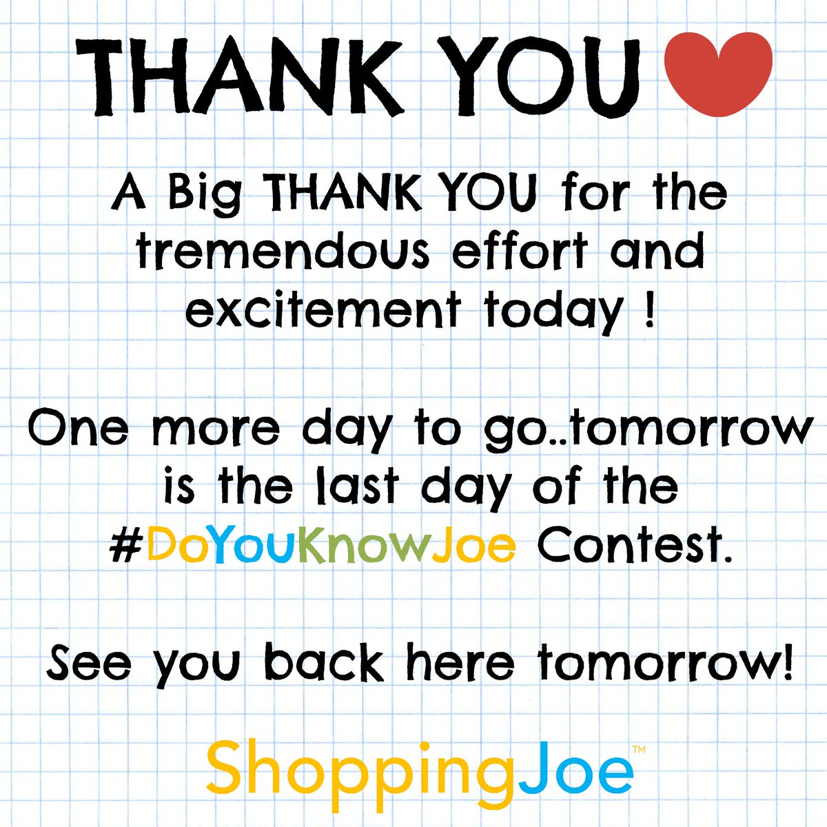 shoppingjoe's tweet photo. Thank you for today fans! See you tomorrow for the last day of the #DoYouKnowJoe Contest : https://t.co/kSVtLIfjE2 https://t.co/xPZI2kWN9e