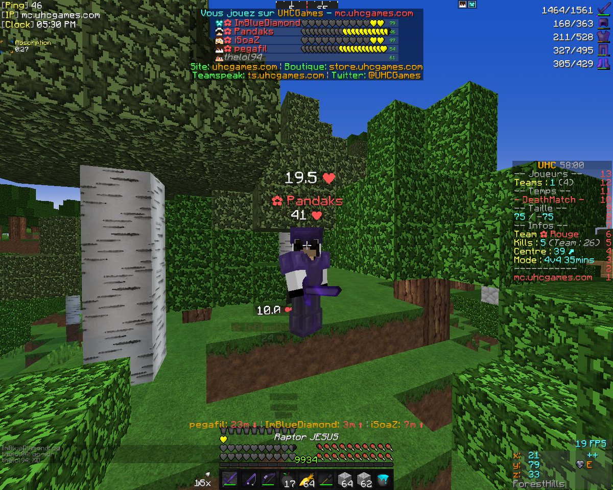 PandaksYT's tweet photo. 14ème Win sur @UHCGames avec pegafil king:10 kills,ImBlueDiamond:5 kills,IsoaZ_:6 kills et moi 5 kills #TopKill <3 https://t.co/RQRRrKx8Q0