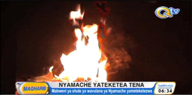 NTVnewsroom's tweet photo. Mabweni ya shule ya wavulana ya Nyamache yameteketezwa baada ya Matiang'i kuzuri shule hiyo #ToleoLaMagharib https://t.co/h4hKIcM6fd