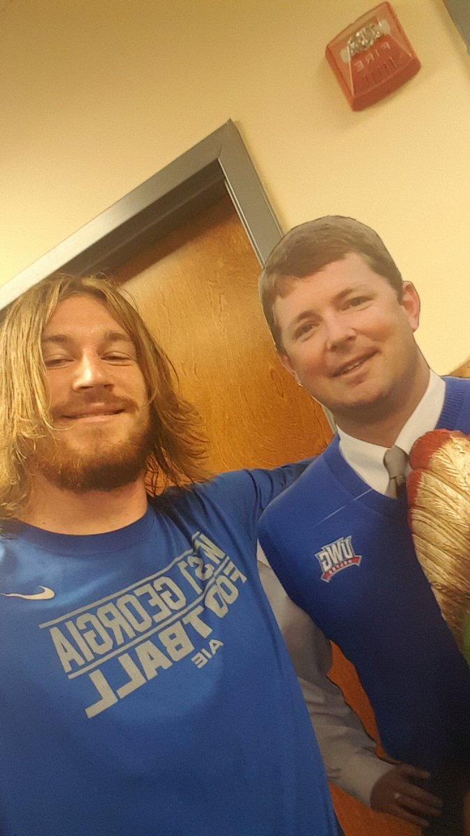 d_donahue49's tweet photo. Had to get a selfie with the godfather of UWG Football! @Coach_Hall7 https://t.co/lWEJjWkFRf