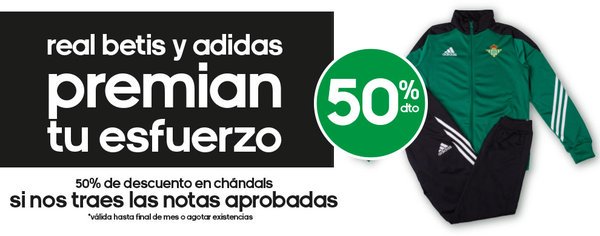 RealBetis's tweet photo. ¿Cómo han ido las notas este año? 📚 ¡Tienes hasta final de mes para visitar nuestras tiendas @adidas_ES? 😊 https://t.co/YBIY5J1pyM