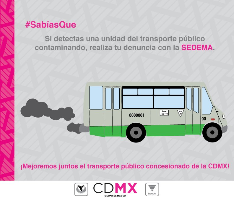 VigimoviCDMX's tweet photo. Ayudemos a cuidar nuestro medio ambiente, denunciando unidades contaminantes de transporte público. #VigiTips https://t.co/T598RQVJr1