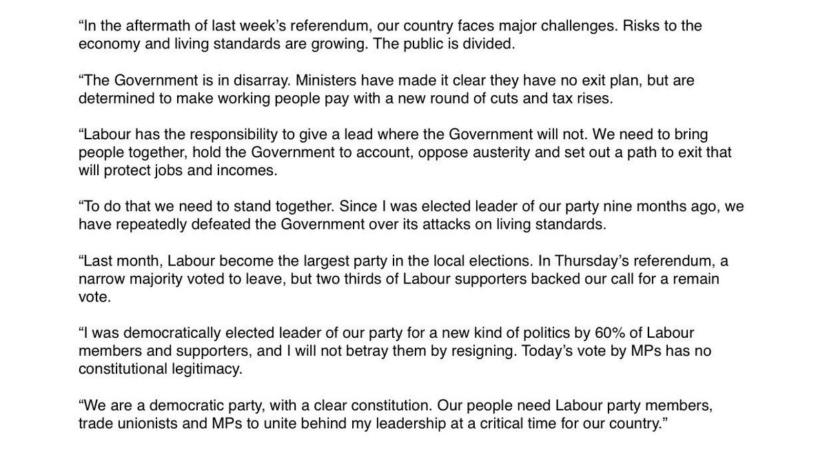 ForTheMany2020's tweet image. 'I will not betray the membership by resigning'. Full statement from Jeremy Corbyn: