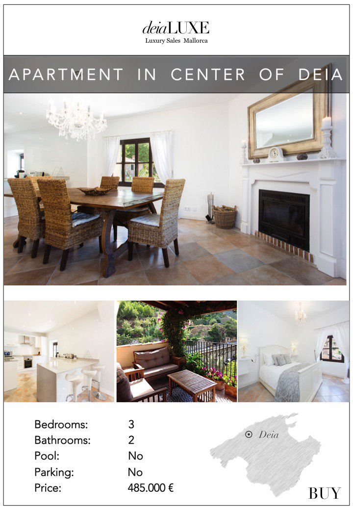 Apartment in center of Deia FOR SALE.  info@deialuxe.com
#REALESTATE #MALLORCA #DEIA #DEIALUXE