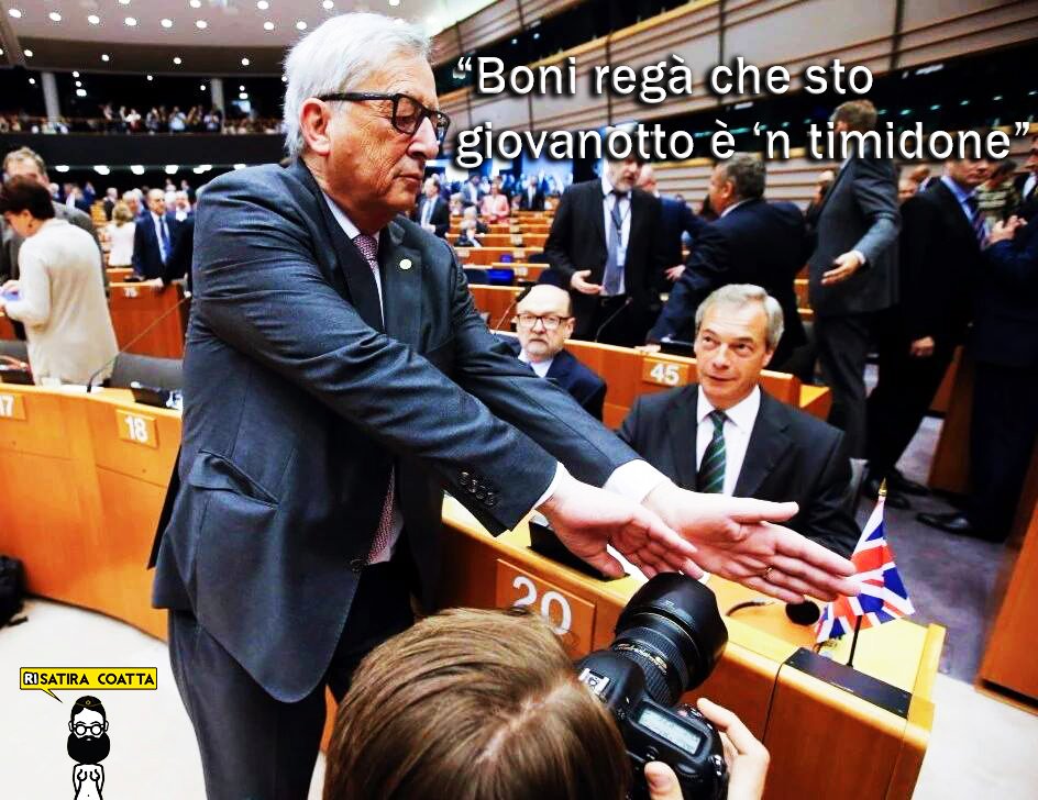 RisatiraC's tweet photo. Seguiteci sulla nostra pagina #fb https://t.co/yaffWaVPjR Juncker a Farage #Brexit #farage #juncker https://t.co/gAhW8kzCc9