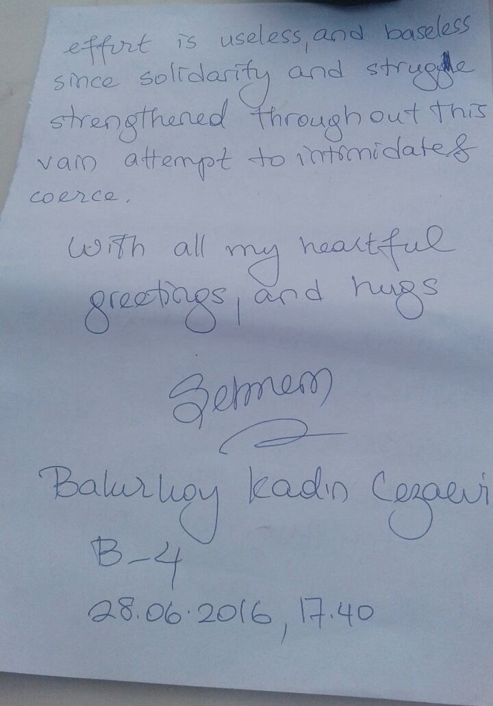 insanhaklari's tweet photo. Letter from imprisoned head of #HRFT to all friends who strengthened solidarity 4 #humanrights struggle!
#FreeŞebnem https://t.co/2fHgvTwdpy