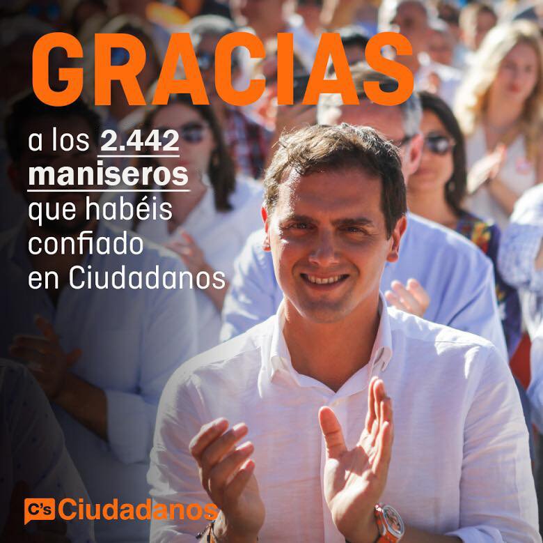 ablaya's tweet photo. Desde #CiudadanosManises queremos dar las #gracias a todos los #maniseros que habéis confiado en @CiudadanosCs https://t.co/U1AfXsp0Jl