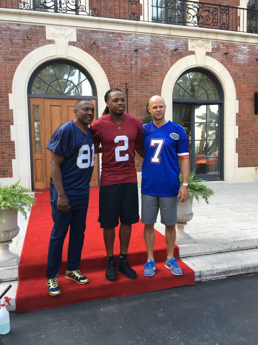 DannyWuerffel's tweet photo. Pumped to be filming my first #HeismanHouse commercial. With @KingHenry_2 and Tim Brown in the first shot https://t.co/6m0Jsh8rGz