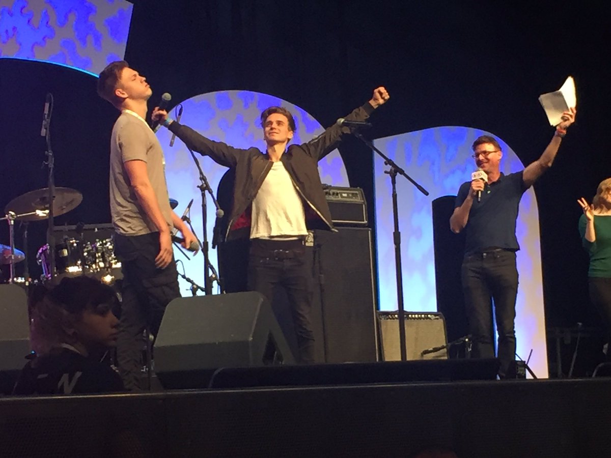 BritAriOfficial's tweet photo. Seeing our favorite youtubers @Caspar_Lee and @Joe_Sugg front row has to be our favorite memory. #vidcon2016 https://t.co/YadWi5KJ9h
