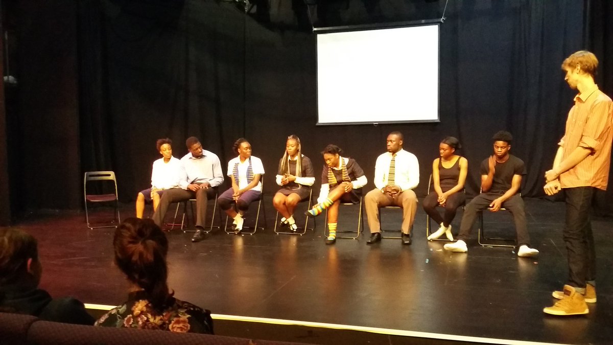 LaFolie64's tweet photo. "Olu" cast discussing the show, writing and all things theatre with our drama students.Brilliant show @Westking #Olu https://t.co/oRnEmoNze8