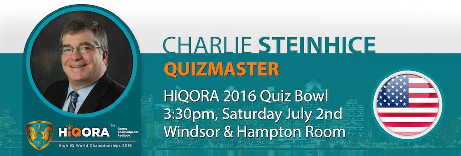 Champion quizmaster - Charlie Steinhice Quiz Bowl is this SATURDAY in San Diego for #HIQORA hiqora.com/quizbowl/