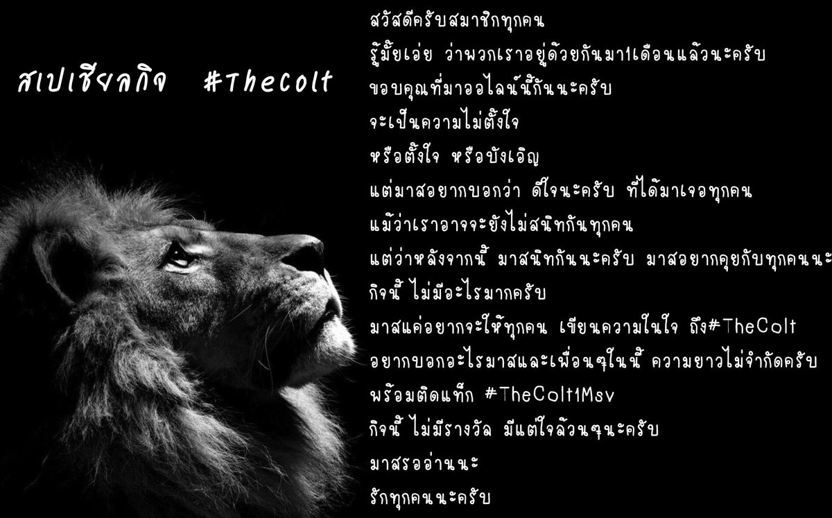 COLTLINE08's tweet photo. แฟมของเรา อายุ1เดือนกันแล้วนะ นี่คือกิจสเปเชียลนะครับ ส่งได้ถึงพน. เที่ยงคืนนะ  #TheColt1Msv https://t.co/8qqgshEWgf