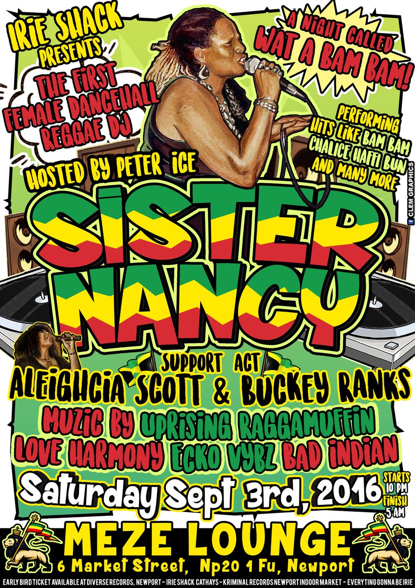 DJPeterICE's tweet photo. Mezelounge September 3 ,Sister Nancy  Aleighcia Scott  ,Buckey Ranks  Early Bird  Tickets  £8 from @DiverseMusic https://t.co/BhdztqCRmR