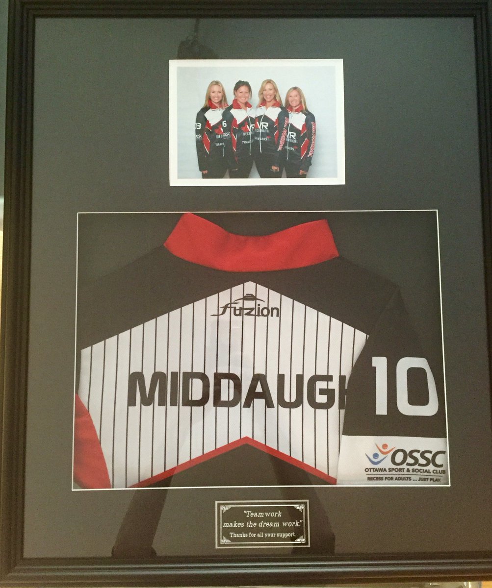 OttawaSSC's tweet photo. Lee from the OSSC sponsored #TeamMiddaugh stopped by with a beautiful plaque for the OSSC office #Curling #Ontario https://t.co/1L0QRmNgO7