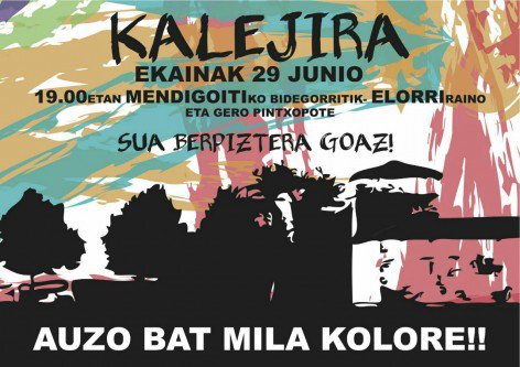 visualizainfo's tweet photo. Kalejira 29 JUN 19h #Mendillorri #AuzoBatMilaKolore [Mendigoititik]> No frenarán la alegría y la creatividad.Acude! https://t.co/SDuaV6CEAs