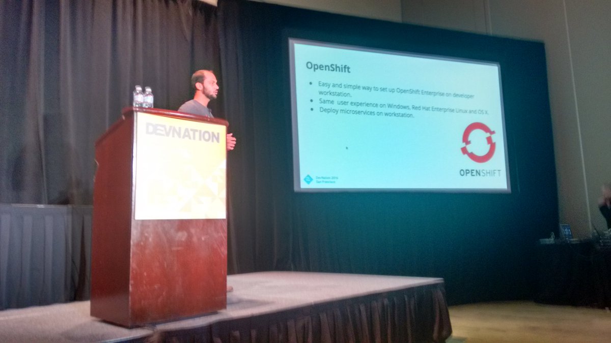 kumar_pravin's tweet photo. @SwordPhilic started with use case of Container Development Kit #DevNationConf #RHSummit https://t.co/V0MF8A9xYs