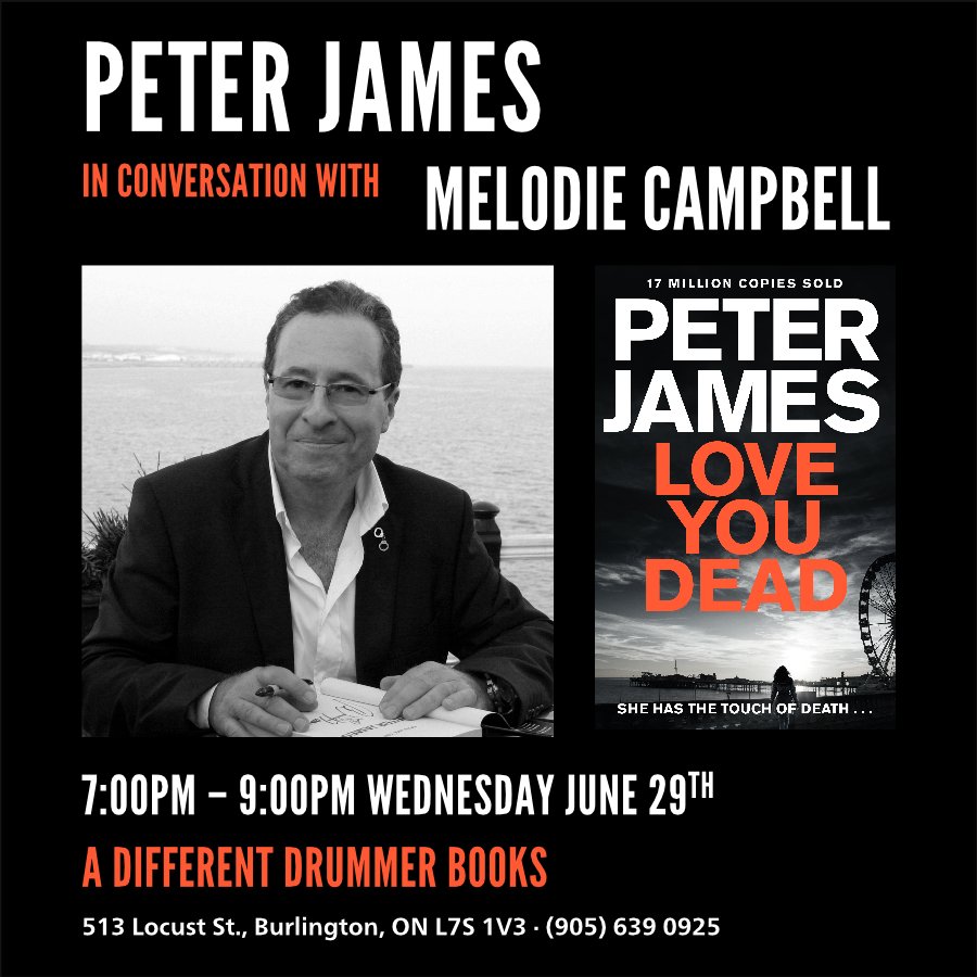 Tomorrow! 7PM! Catch <a href="/peterjamesuk/">Peter James</a> in conversation w/ <a href="/MelodieCampbell/">Melodie Campbell</a> at <a href="/DrummerBooks/">A Different Drummer Books</a> in Burlington! #crimefiction