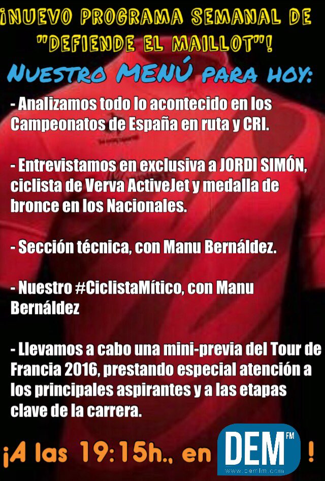 ElMaillot_'s tweet photo. #Programa87 || ¡ARRANCAMOS con otra cita semanal! ¡@Jordi_Simon_ y mucho más! 🎙📻

AQUÍ: https://t.co/hHEb92Y1Ar https://t.co/bTQk9qRkRw