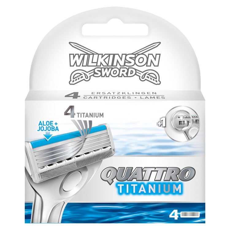 razors4u's tweet photo. Wilkinson Sword Quattro Titanium Cartridges 4 pack for just £5.95 plus FREE delivery.https://t.co/W6XBlV6Ltc https://t.co/AJ2cdMXidR