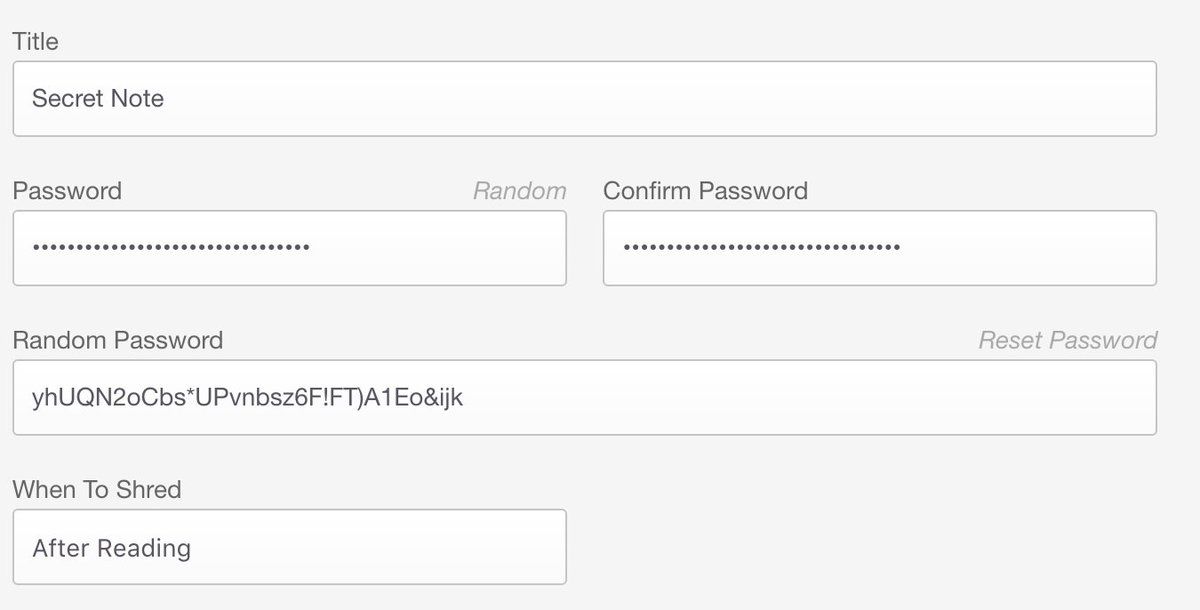 noteshred's tweet photo. A long requested feature, random passwords are now available when creating notes https://t.co/0YCBP1mqDw https://t.co/U25TFrFQr0
