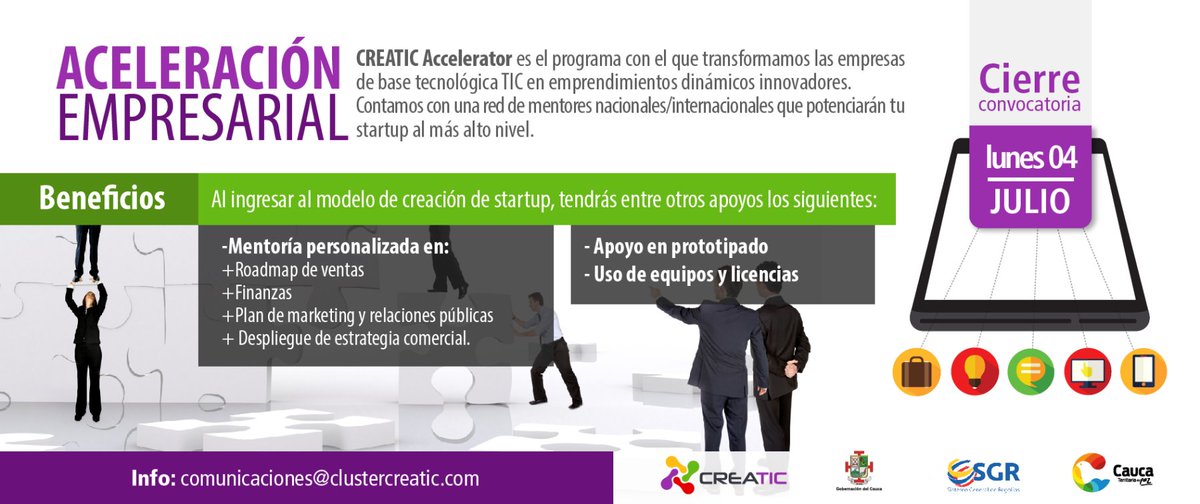 CdtCreatic's tweet photo. ¿Ttienes un producto que puede llegar a mercados más amplios? #CreaTICAccelerator es para ti https://t.co/wN4CMMRD9R https://t.co/5W0u6BD6Yr