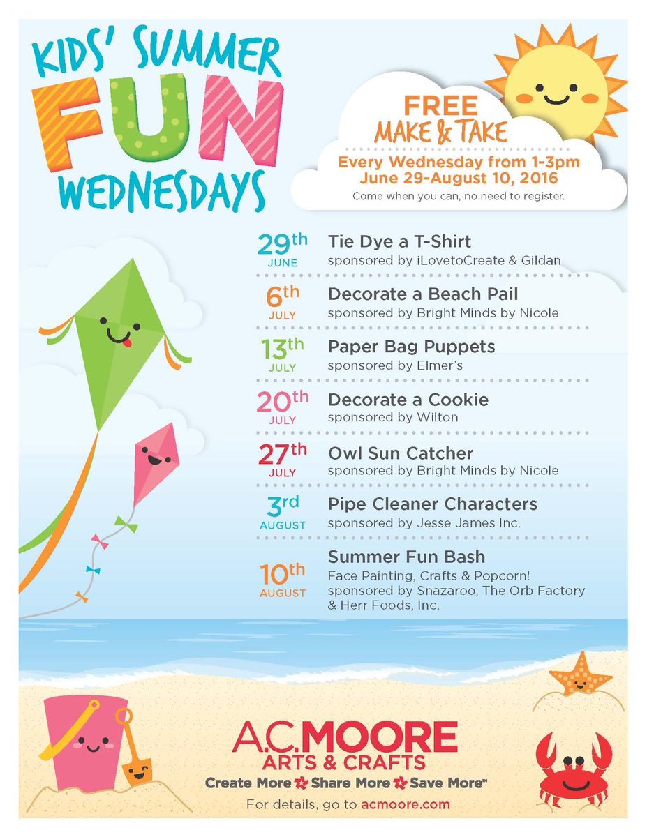 DCThriftyMom's tweet photo. FREE #SummerFun Wednesdays at #ACMoore! https://t.co/v41zR6LSHd #DMVParents June 29-Aug10, 1-3pm ∙4+∙No Registration https://t.co/nMRpBEEVz6