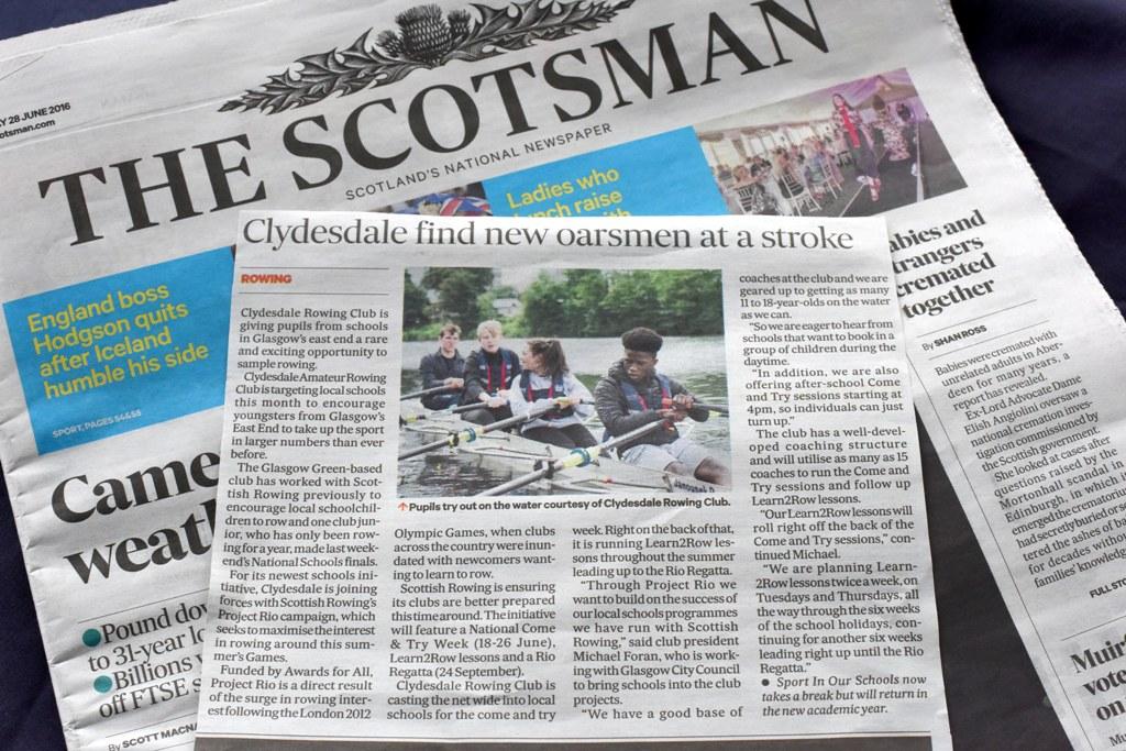 clydesdalearc's tweet image. #learn2row is in the news
@ScottishRowing 
@Whitehill_PE 
@gw14bestgerry