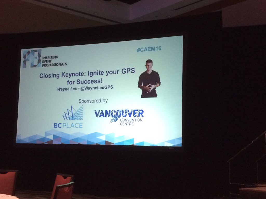 CameronKusch's tweet photo. Getting ready for the #CAEM16 Closing Keynote sponsored by @bcplace and @VanConventions https://t.co/Z6VfTw9V2c