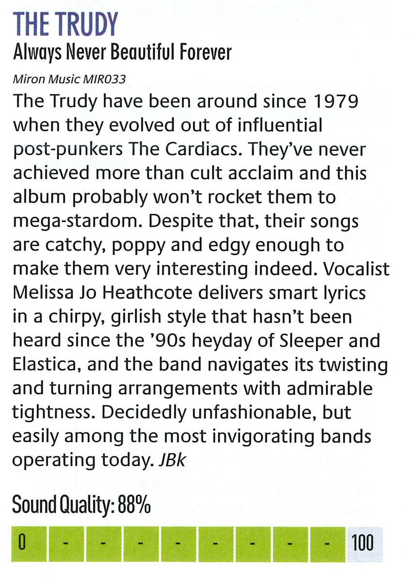 thetrudyband's tweet photo. Great review for our new album in Hi-Fi News &amp; Record Review. You can buy it here https://t.co/TMV8sHTvMP https://t.co/kcvjjbyeSI