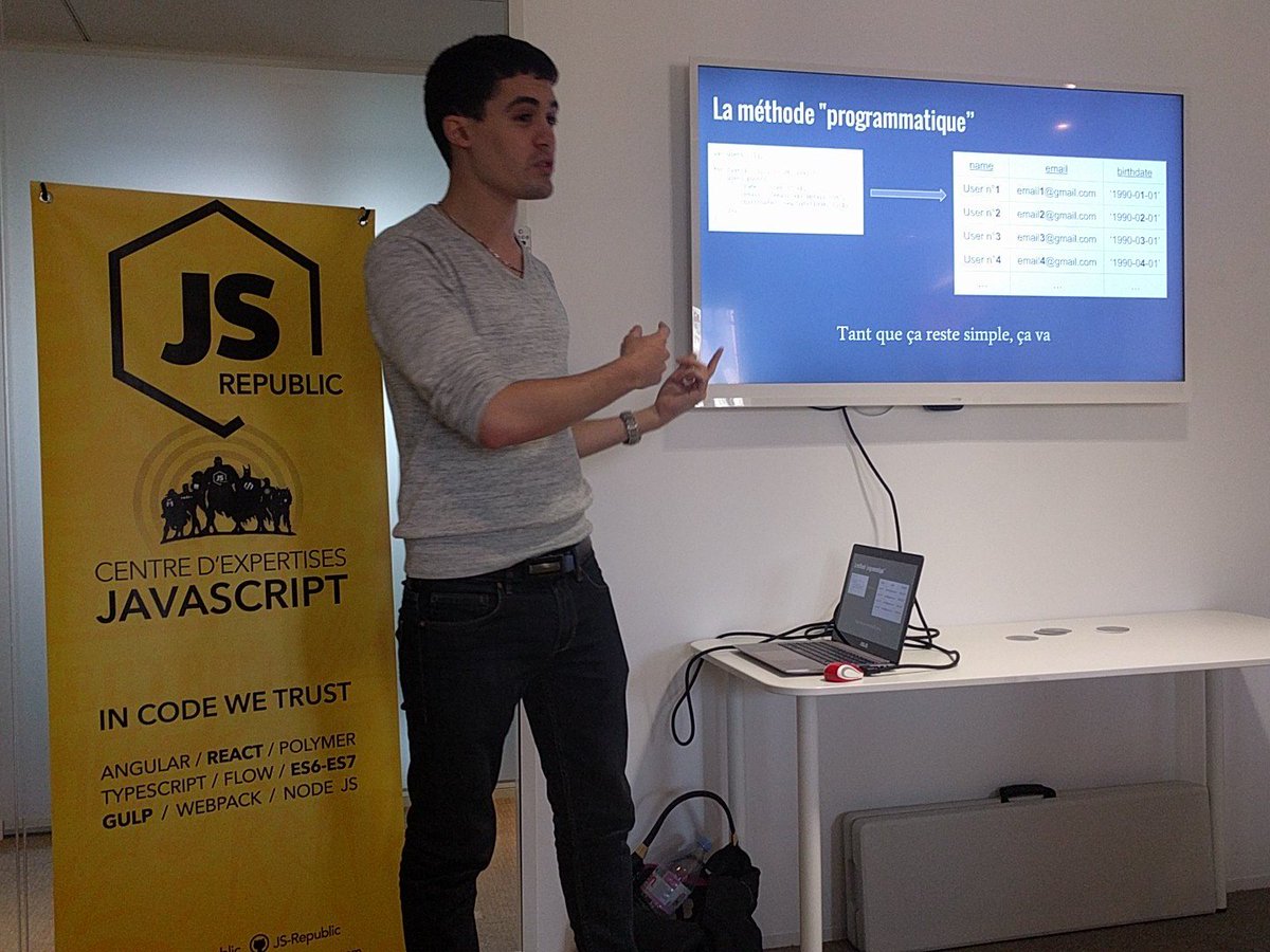 paulmolin42's tweet photo. Finally easy fixtures in Loopback! Thanks to @samyghribi from @theodo at the 2nd #LoopbackParis meetup @jsrepublic https://t.co/I47sbq6aFD
