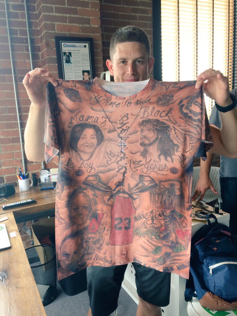 Darren Rovell on X: Fresh Brewed Tees founder Tony Madalone has sold 1,000 JR  Smith tattoo shirts in 24 hours  / X